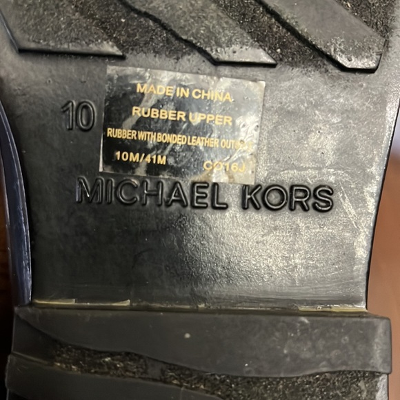 COPY - Michael Kors Chelsea Rain Boots Womens 10 Black Rubber Ankle Booties - Picture 4 of 5